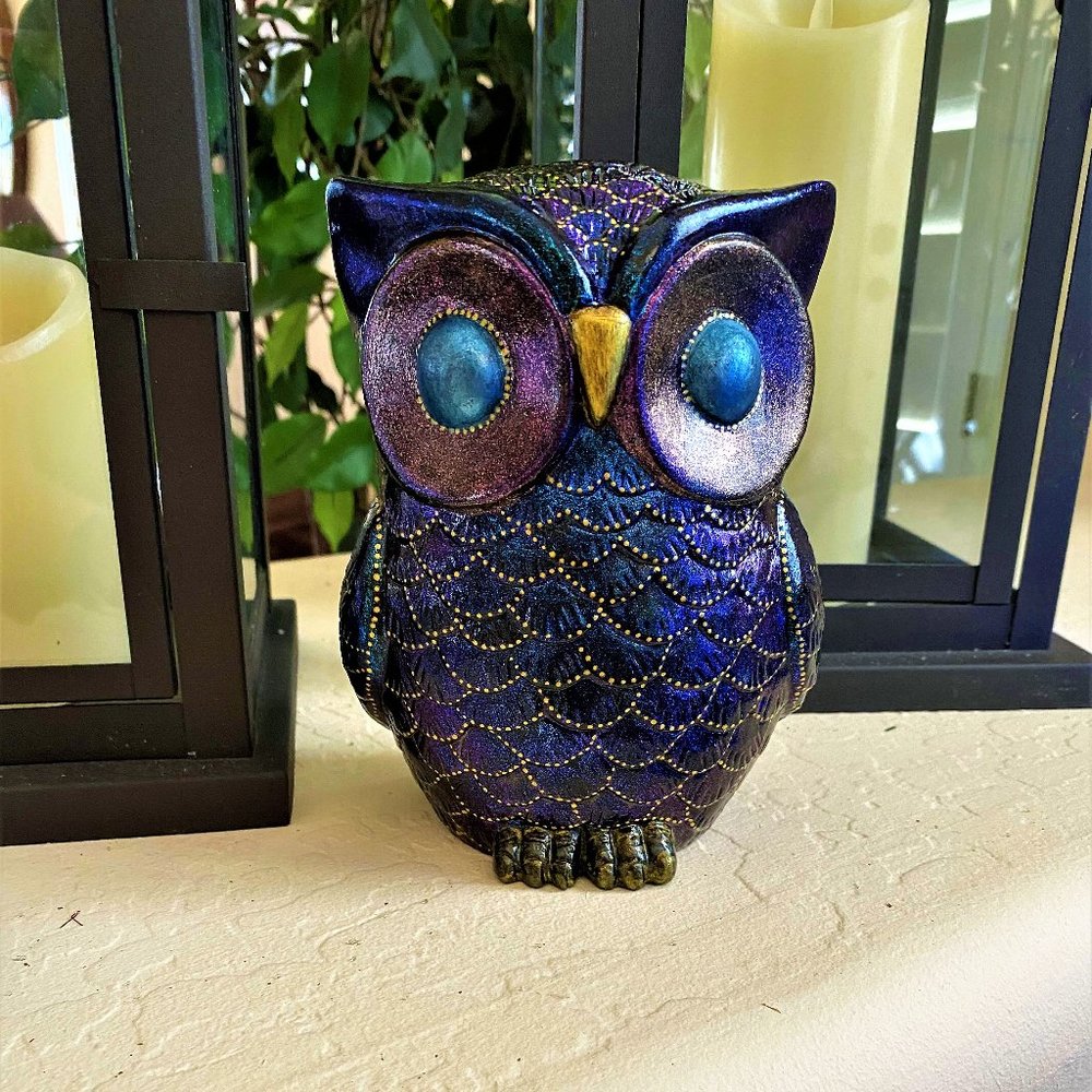 Original Art Hand Painted Colorshift Owl